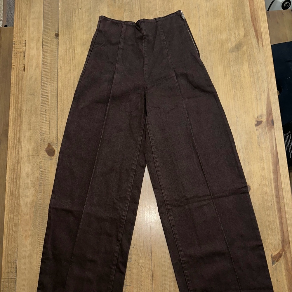 Meshki Dark Brown Wide Leg Jeans - Picture 12 of 14